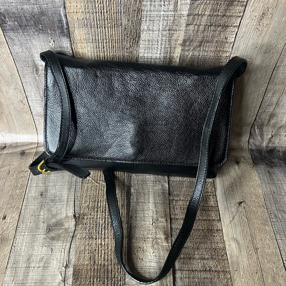 J Crew Black Crossbody Small Pebbled Leather shoulder bag. Womens Small bag